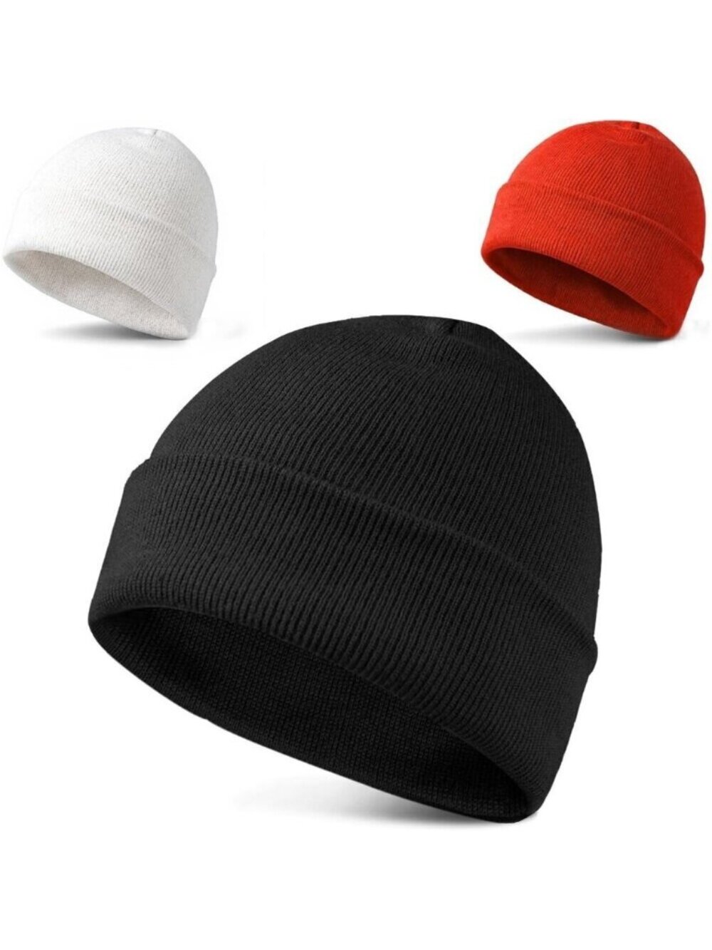 Men's 3-pack Red Black White Spring Summer Autumn Winter Slouchy Beanies Hats